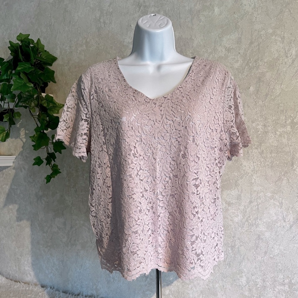 LIZ CLAIBORNE, LACE, LAVENDER PURPLE BLOUSE